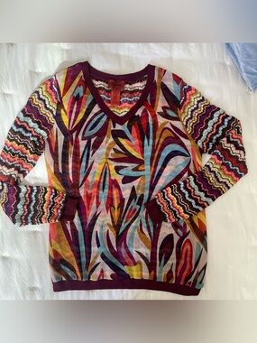 Missoni Multicolor V-Neck Patterned Women's Sweater